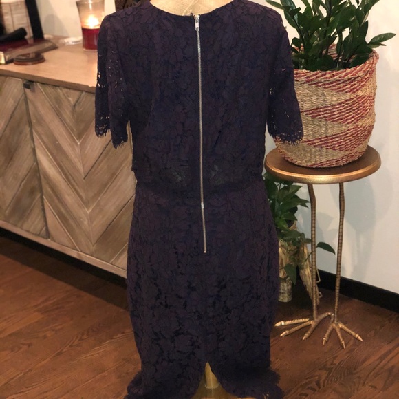 ASOS TALL Navy Lace Crop Top Midi Pencil Dress - Picture 6 of 6